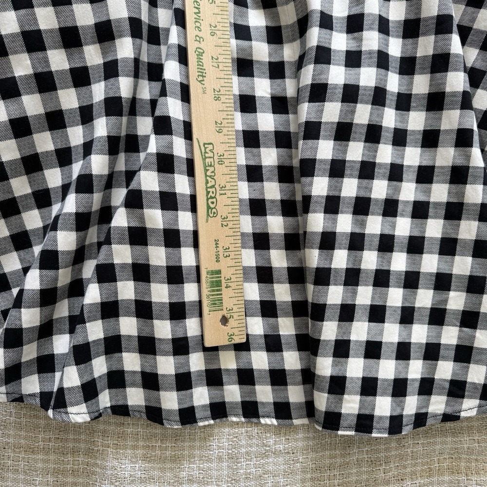 Maggy London Black White Gingham Fit Flare Dress Sleeveless Knee Sz 4 S Prairie - Picture 6 of 9